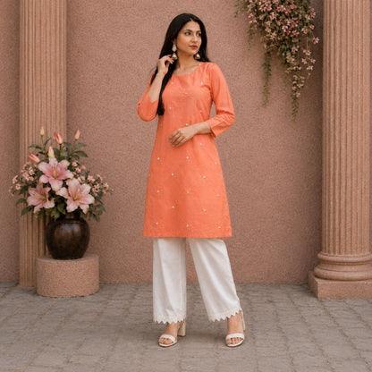 Peach Blossom Elegance Cotton Suit