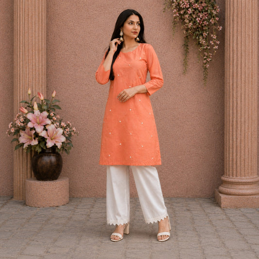 Peach Blossom Elegance Cotton Suit