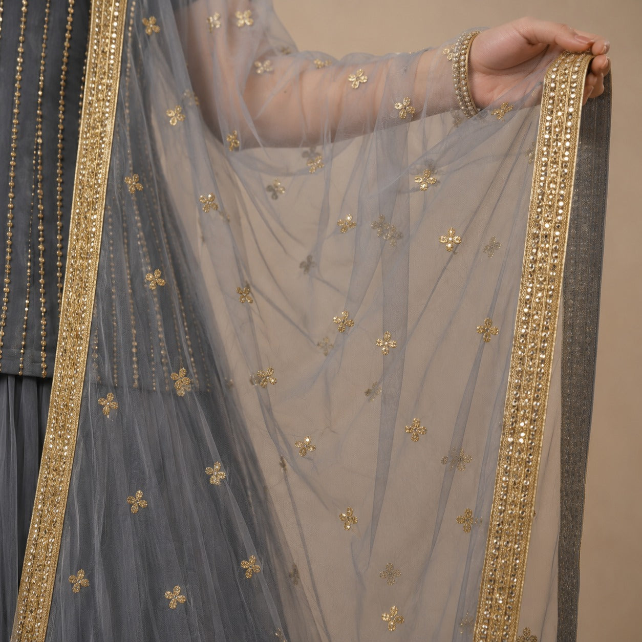 Steel Grace Embellished Lehenga Set