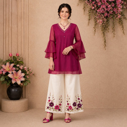 Fuchsia Grace Embroidered Co-Ord Set