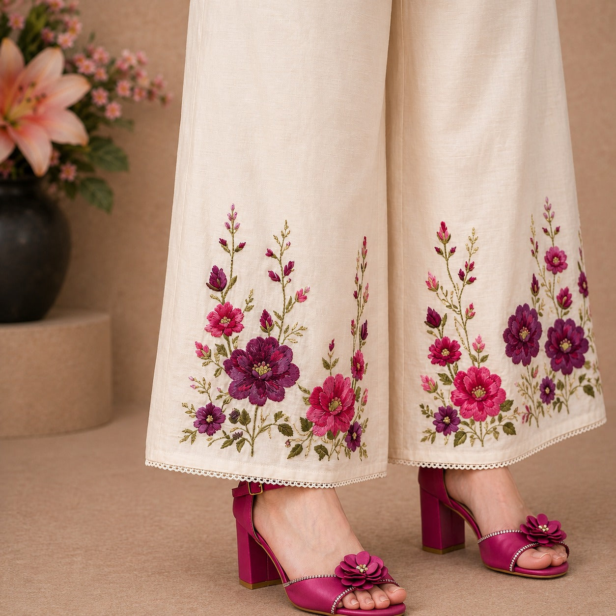 Fuchsia Grace Embroidered Co-Ord Set