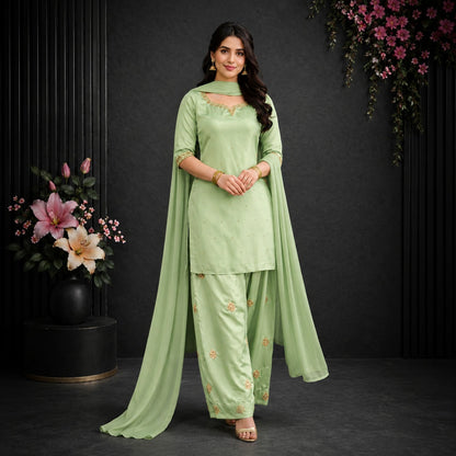 Sage Serenity Embroidered Ensemble
