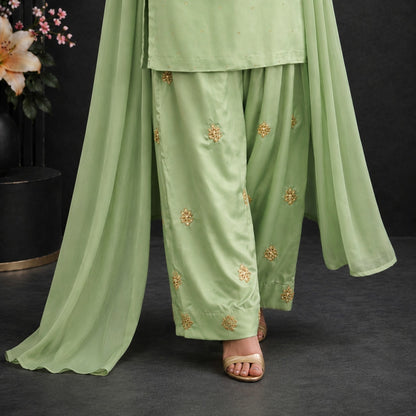 Sage Serenity Embroidered Ensemble