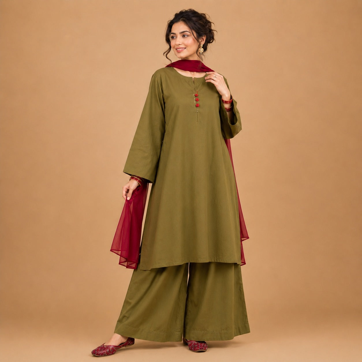 Olive Rouge Cotton Co-Ord Set