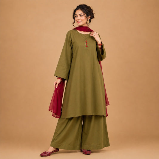 Olive Rouge Cotton Co-Ord Set