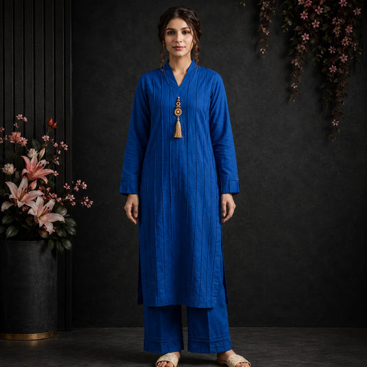 Azure Grace Pintuck Cotton Suit