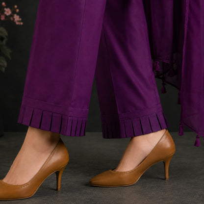 Royal Plum Elegance Women's 3-Piece Kurta Set
