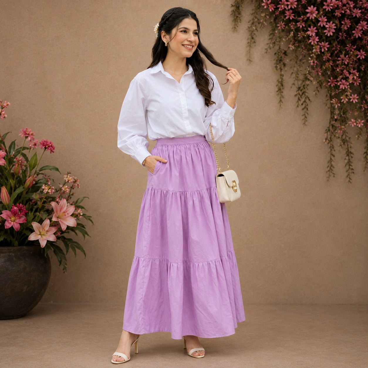 Seraphina Lilac Tiered Maxi Set